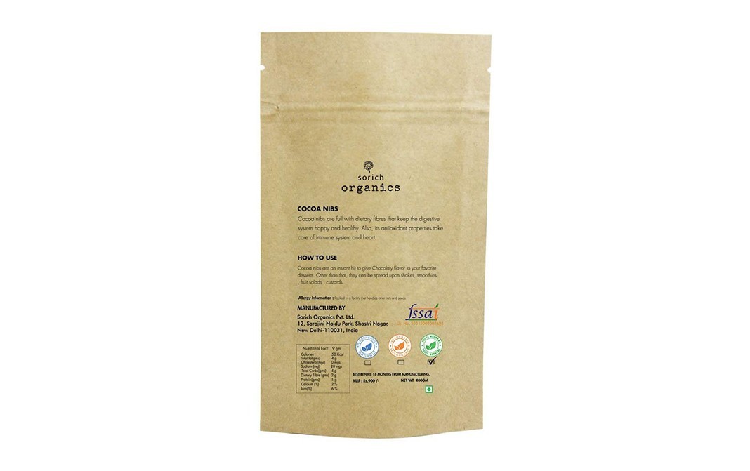 Sorich Organics Cocoa Nibs    Pack  400 grams